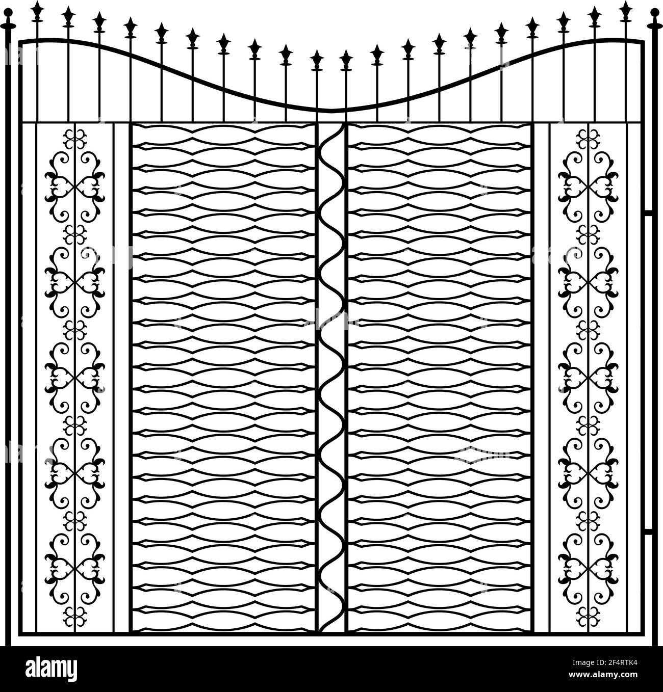 Wrought Iron Gate, Ornamental Design Vector Illustration Stock Vector