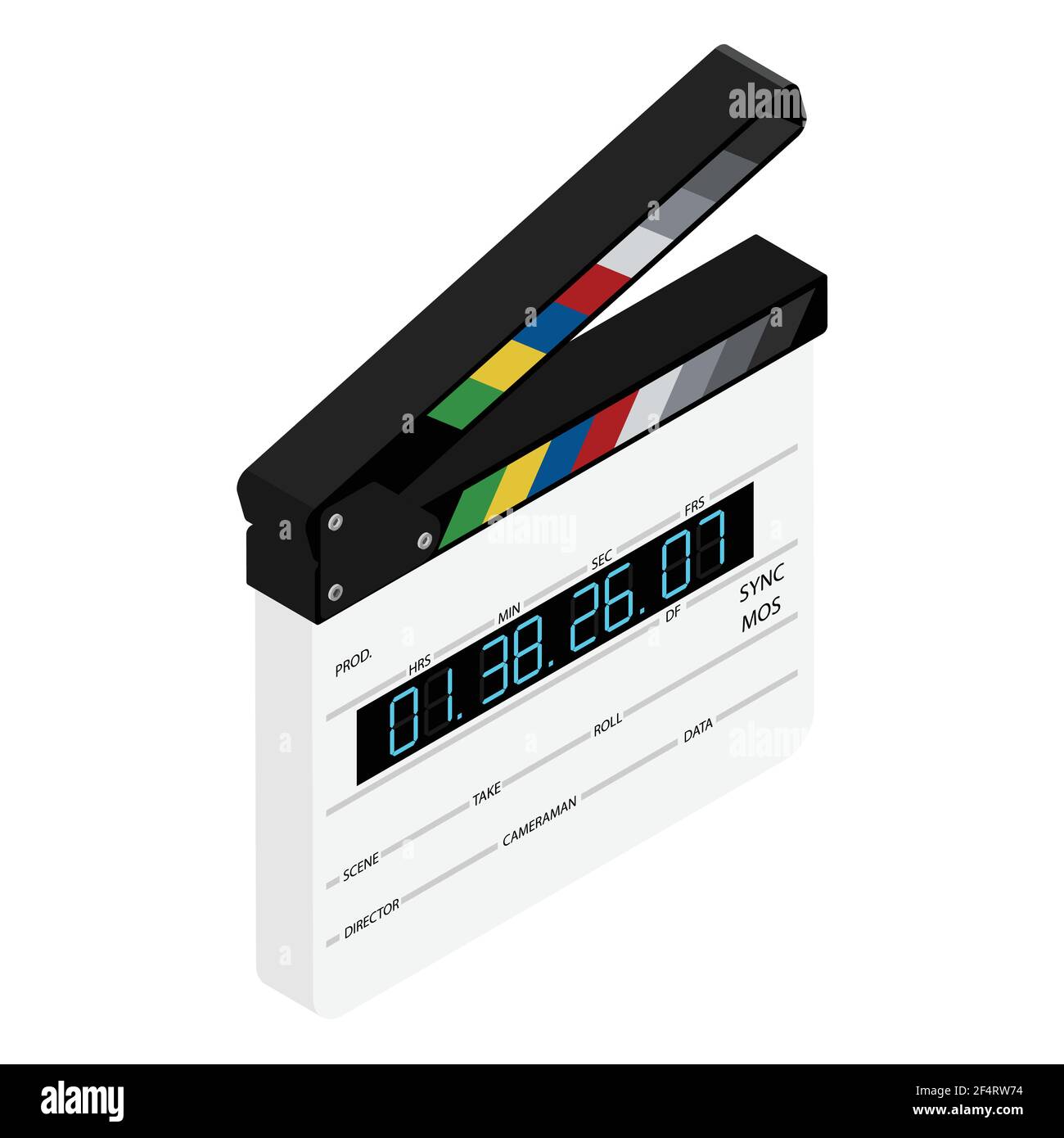 New modern film clapper board isolated on white background. Blank movie ...