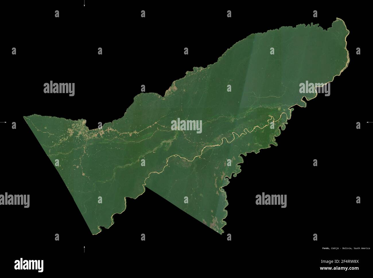 Pando Location Pando, department of Bolivia. Sentinel-2 satellite imagery. Shape ...
