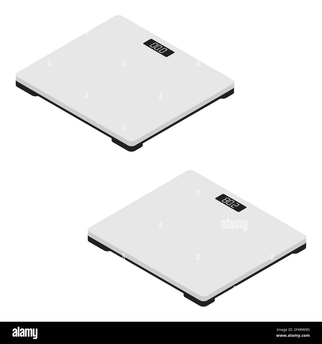Bathroom floor scales isometric view isolated on white background