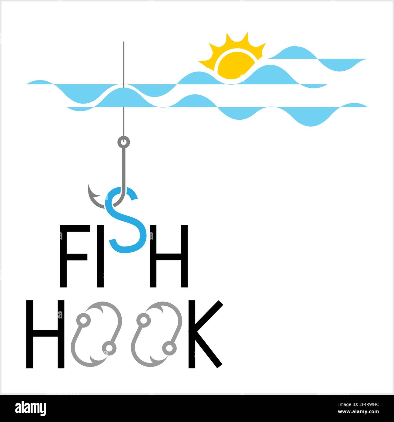 Fishing Hook Icon Design Set Vector Art Illustration Stock Vector