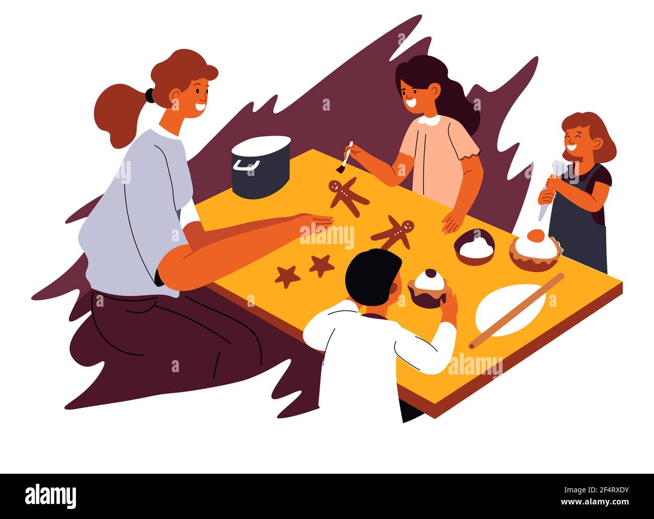 Teacher With Kids Showing How To Cook Cookies Stock Vector Image Art