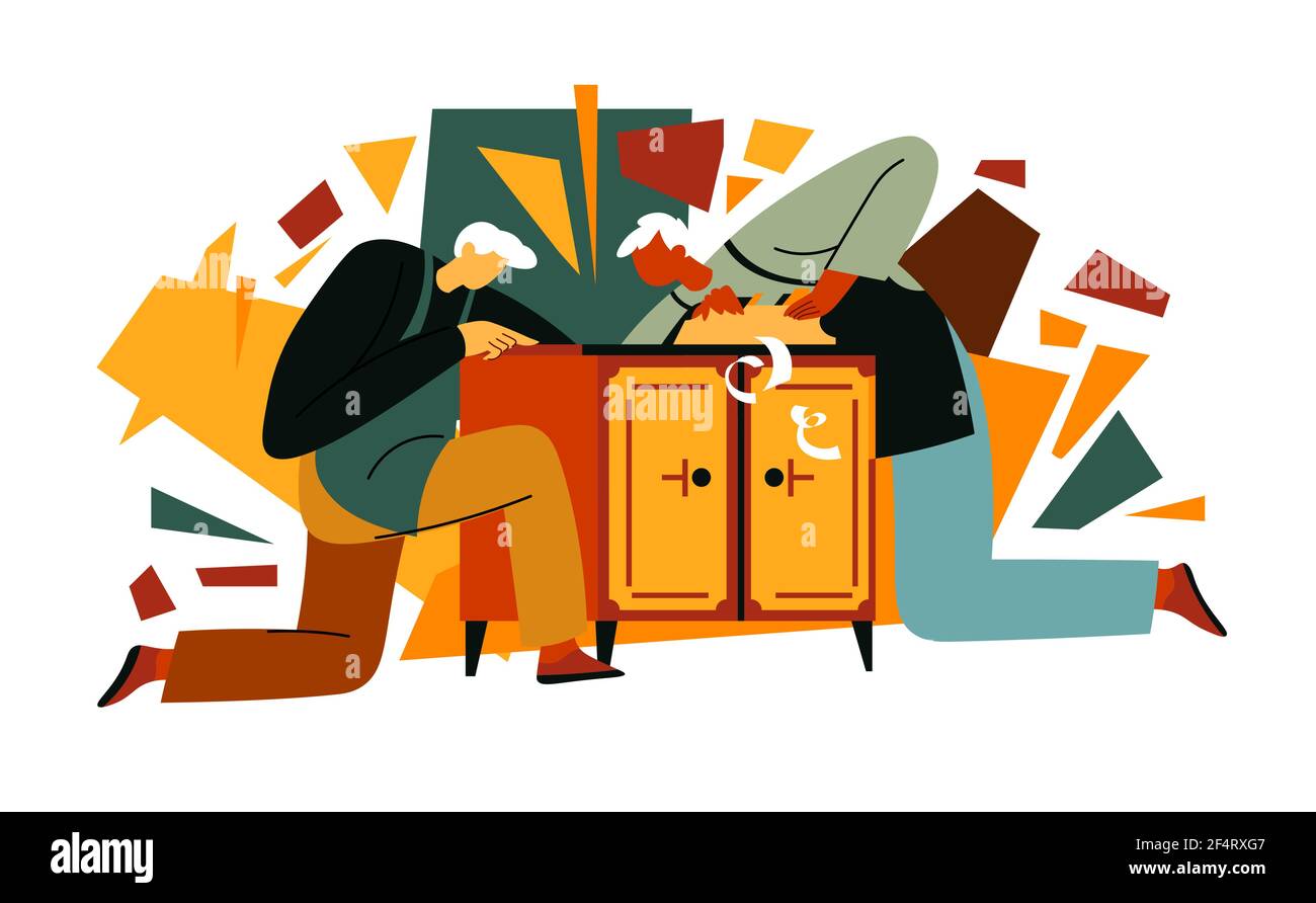 Working carpenter producing furniture with tools Stock Vector
