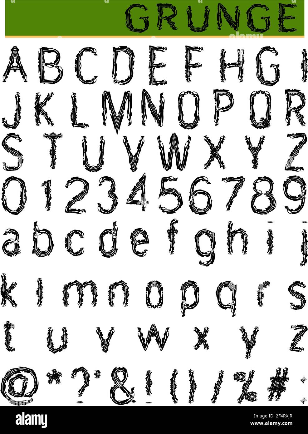 Grunge Alphabet, Font Set Vector Art Stock Vector