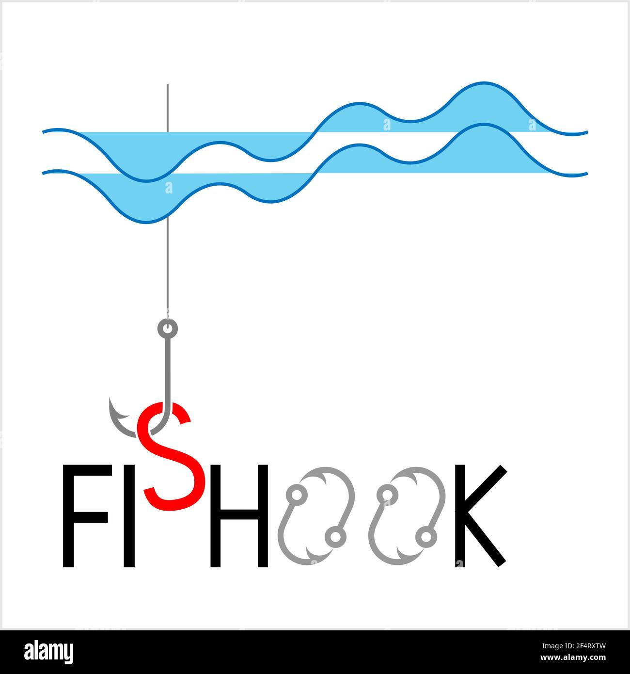 Fishing Hook Icon Design Set Vector Art Illustration Stock Vector
