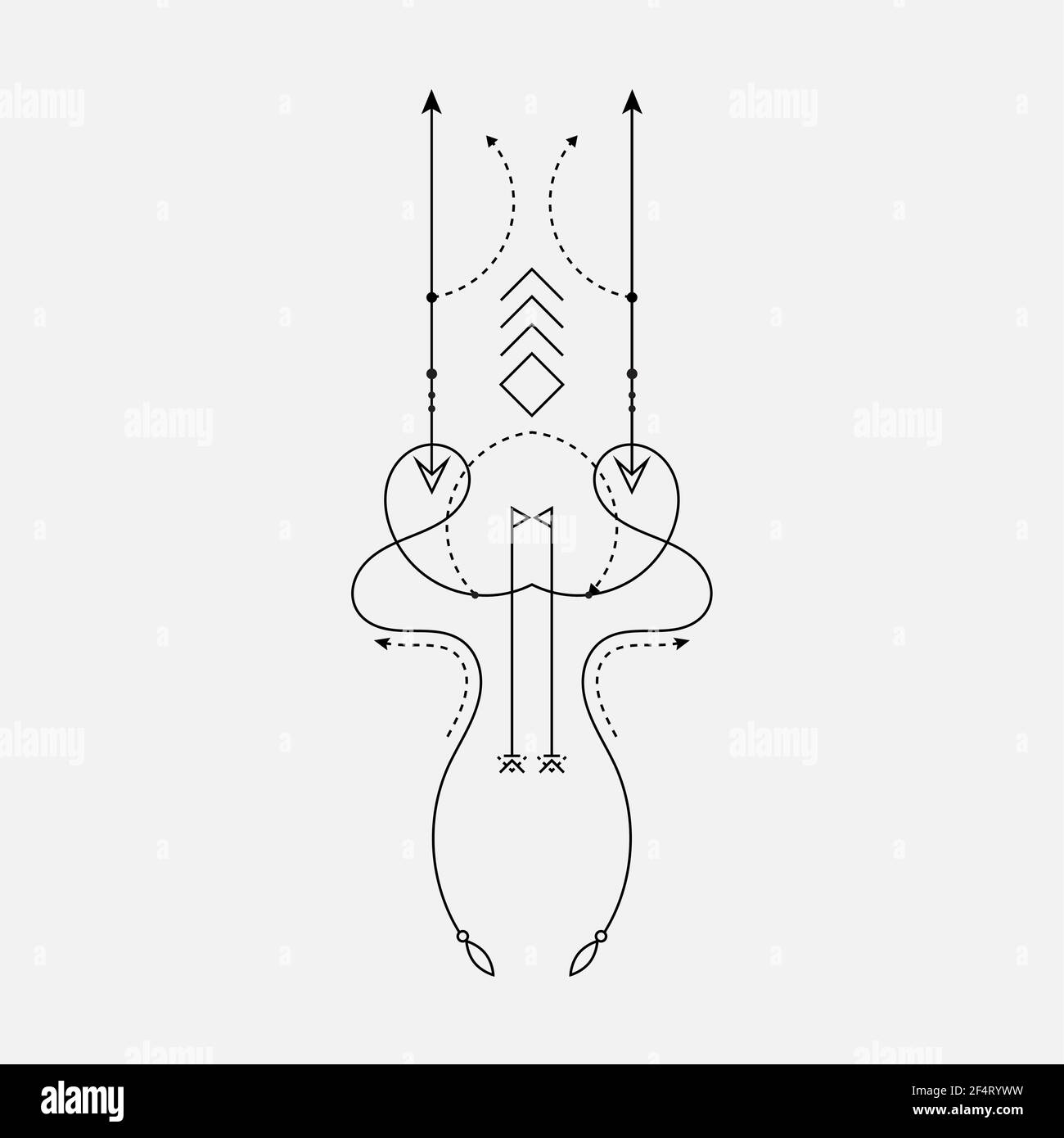 Line Dot Tattoo Design Vector Art Illustration Stock Vector
