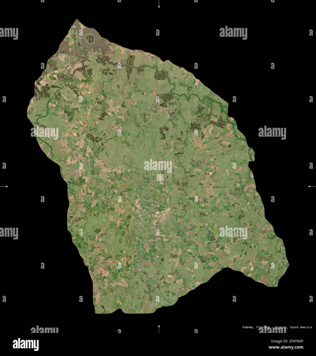 Flores, department of Uruguay. Sentinel-2 satellite imagery. Shape