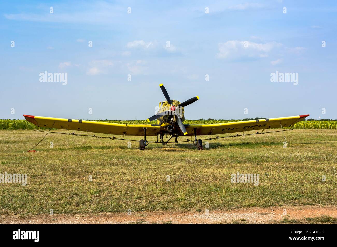 Zrenjanin, Ecka, Serbia, August 04,2015.Old airport and an old plane that occasionally flies for tourist, school or agricultural needs. Stock Photo