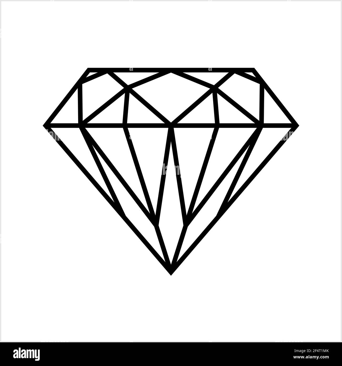 Diamond Icon, Diamond Shape Cut Face Vector Art Illustration Stock Vector