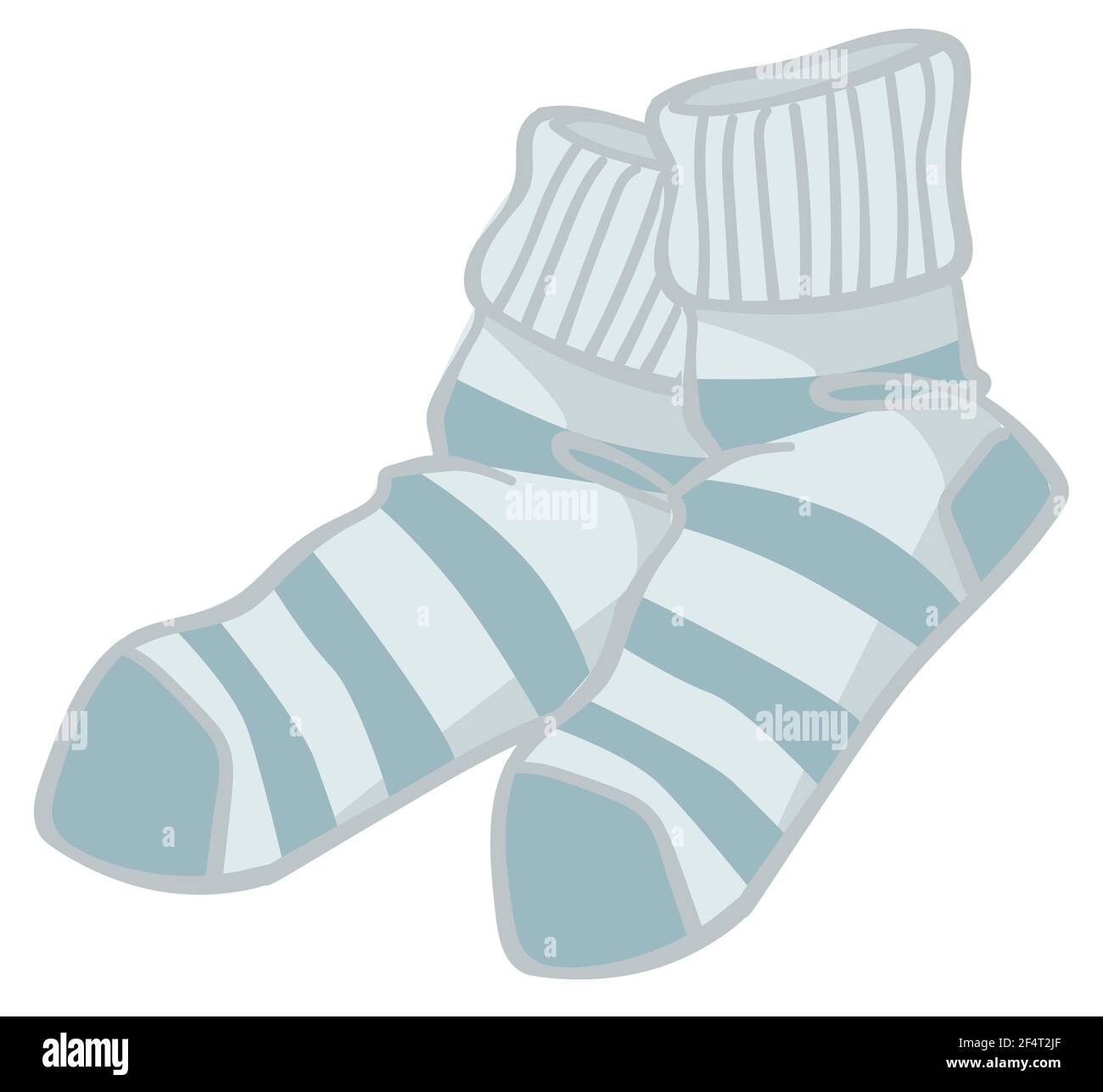 Warm knitted socks with stripes, winter clothes Stock Vector