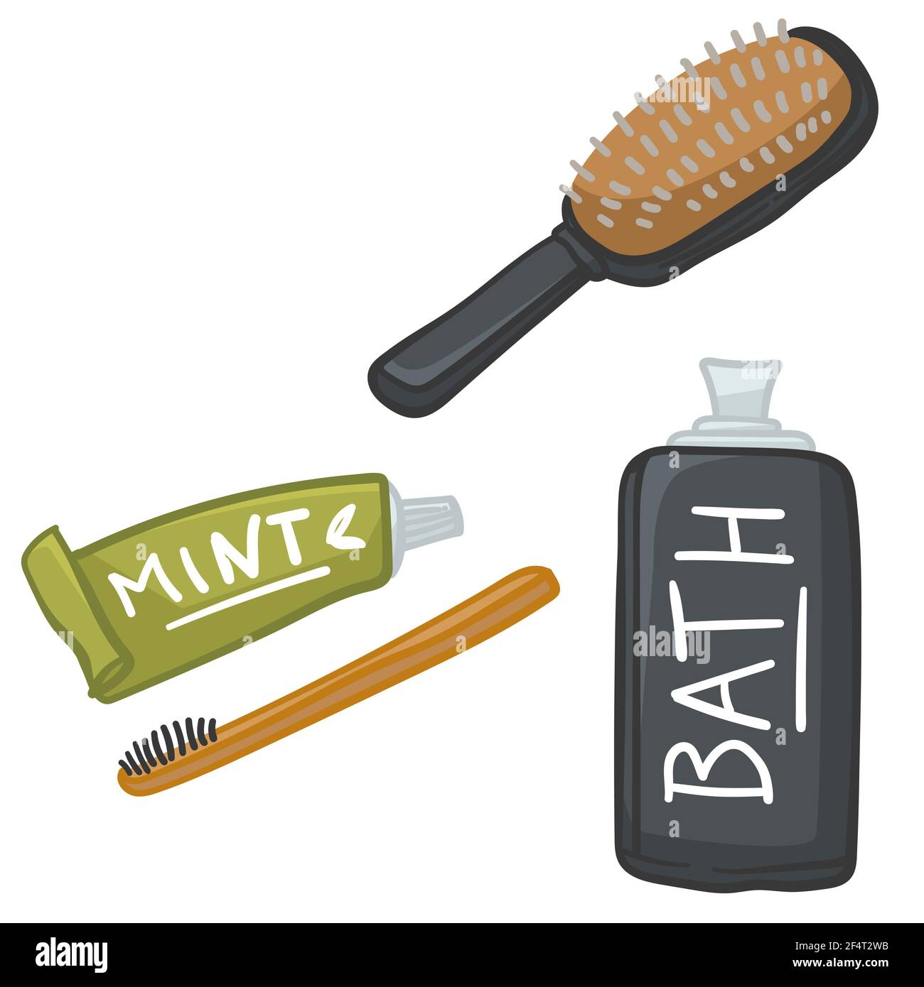 Traveling pack, toothbrush and paste with comb Stock Vector