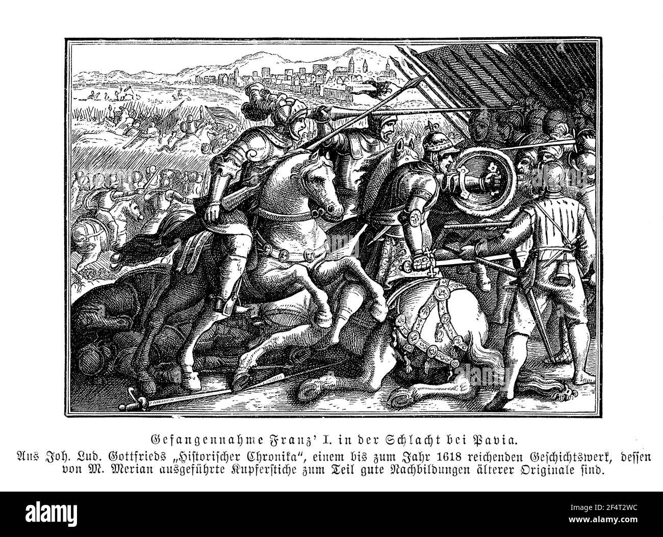 All is lost save honour,Francis I king of France defeated and taken as prisoner at the battle of Pavia during the Italian war against Charles V Holy Roman Emperor, 1525 Stock Photo