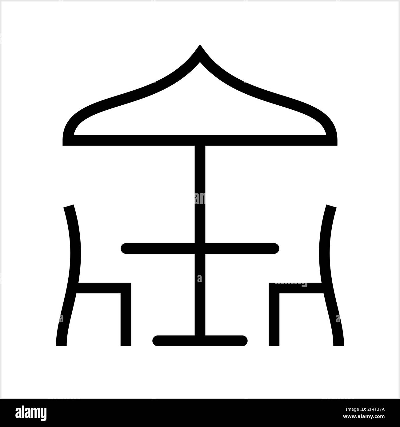 Table Chair Under Umbrella Icon Design Vector Art Illustration Stock Vector