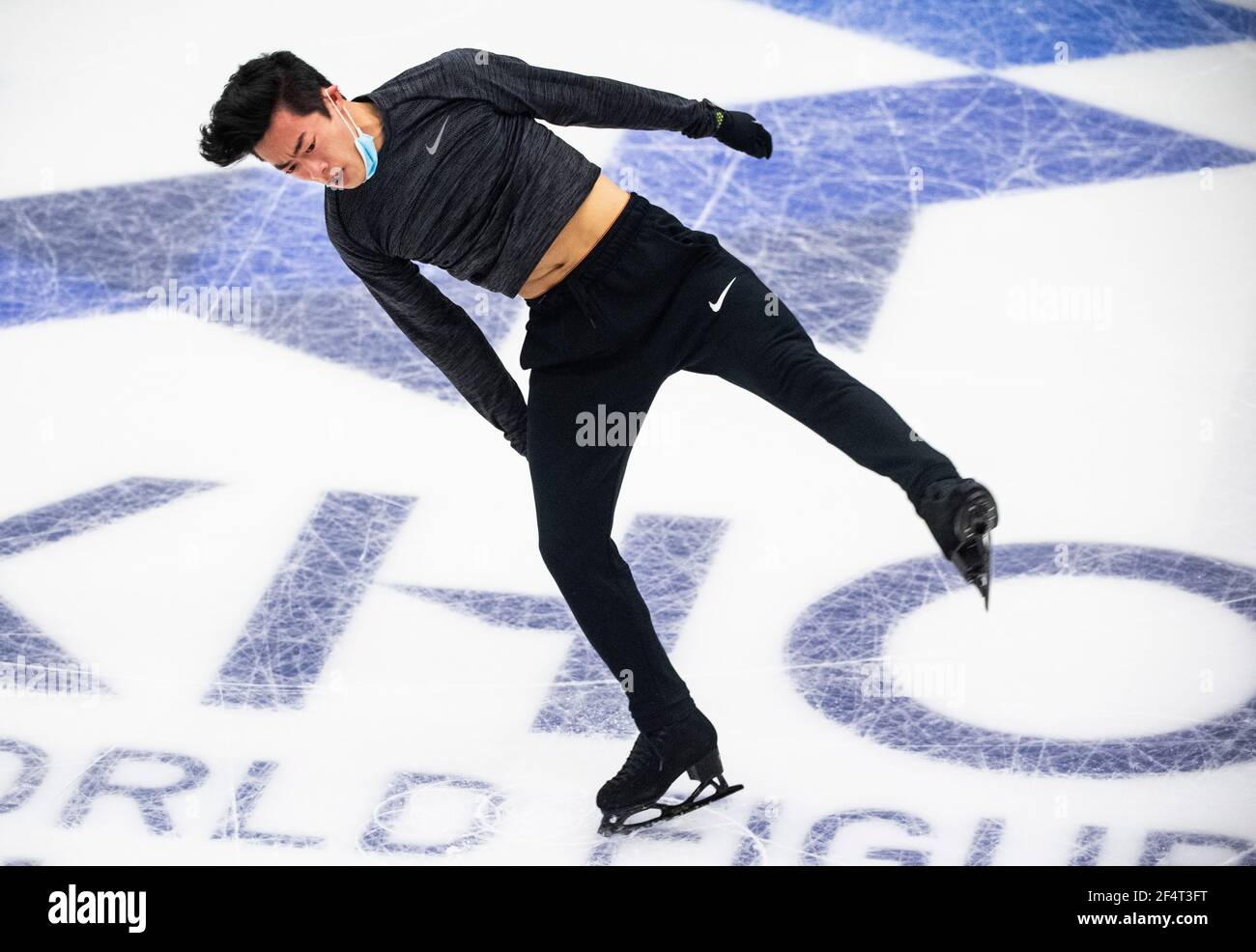 Nathan Chen of USA in action during a training session prior to the ISU ...