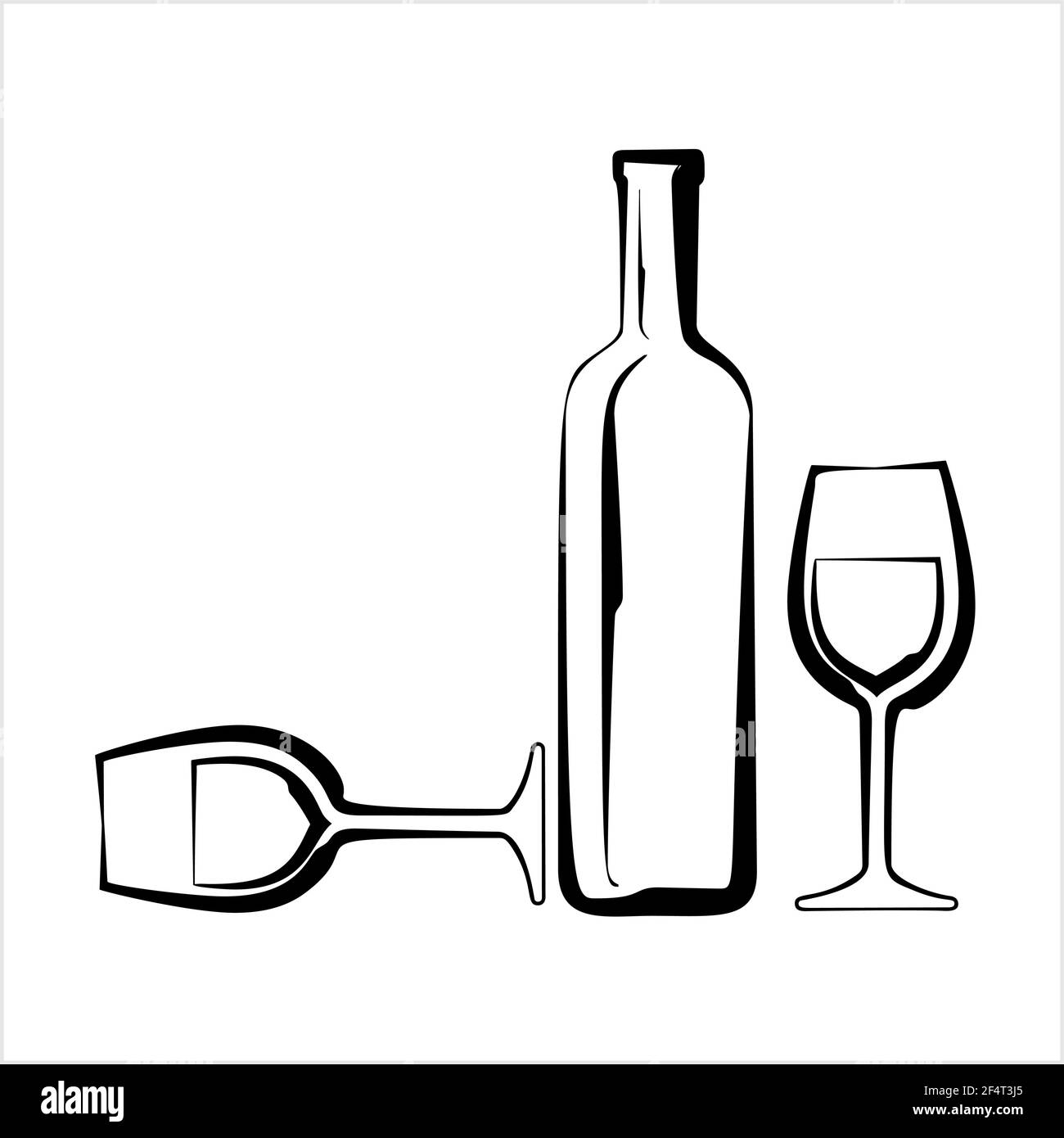 Bottle Of Wine And Glass Design Vector Art Illustration Stock Vector ...