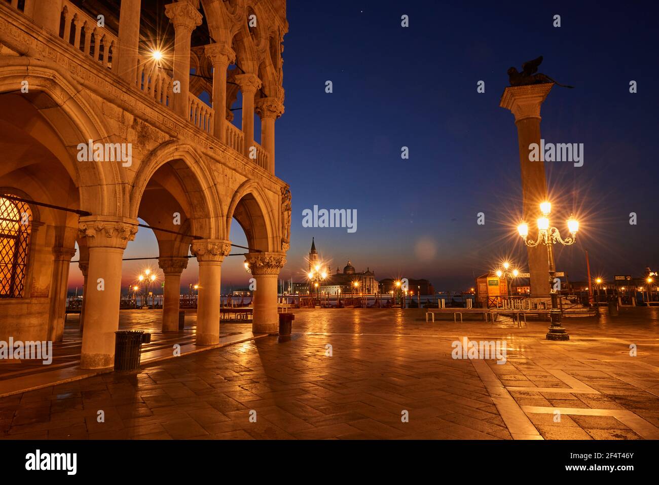 geography / travel, Italy, Venice, Doge's Palace at St. Mark's Square in the morning light, Additional-Rights-Clearance-Info-Not-Available Stock Photo