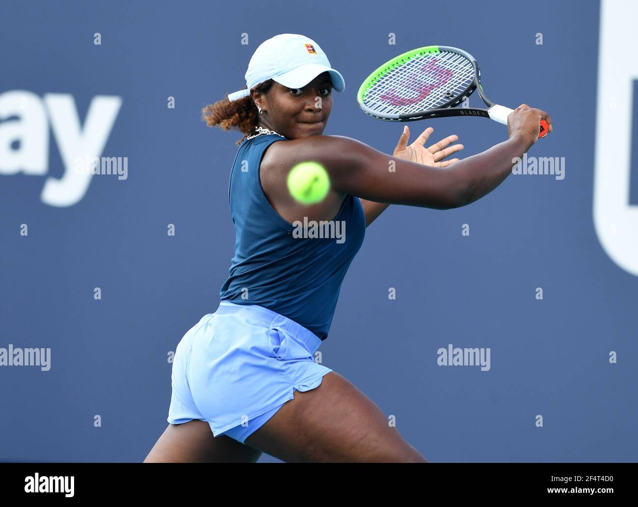 Miami Gardens, FL, USA. 22nd Mar, 2021. Misaki Doi Vs Hailey Baptiste at the 2021Miami Open at Hard Rock Stadium on March 22, 2021 in Miami Gardens, Florida. Credit: Mpi04/Media Punch/Alamy Live News Stock Photo
