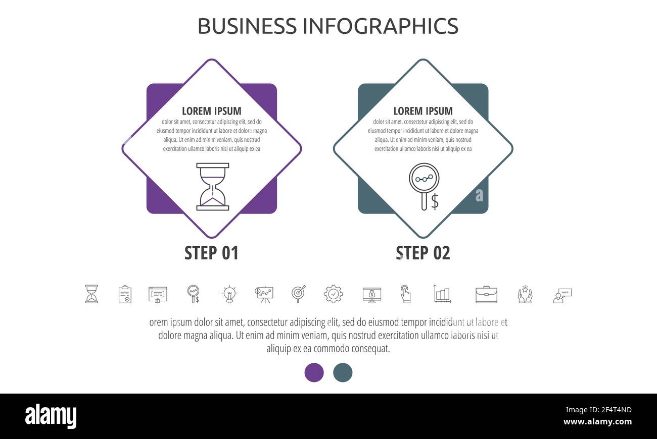 Vector business infographic label with rhombus for two label, diagram ...