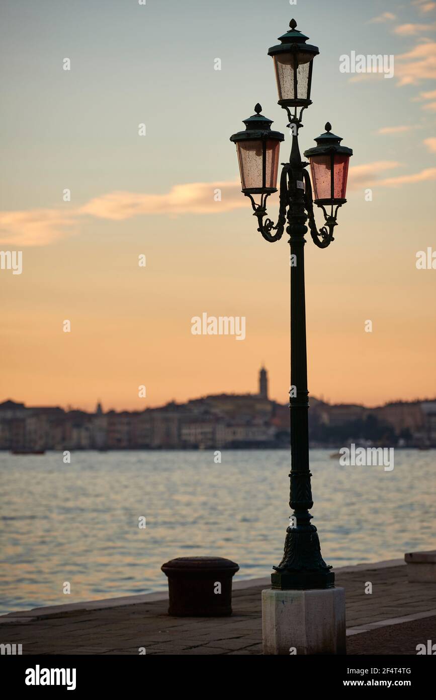 geography / travel, Italy, Venice, lantern at waterside of the Riva Degli  Schiavoni, Additional-Rights-Clearance-Info-Not-Available Stock Photo -  Alamy