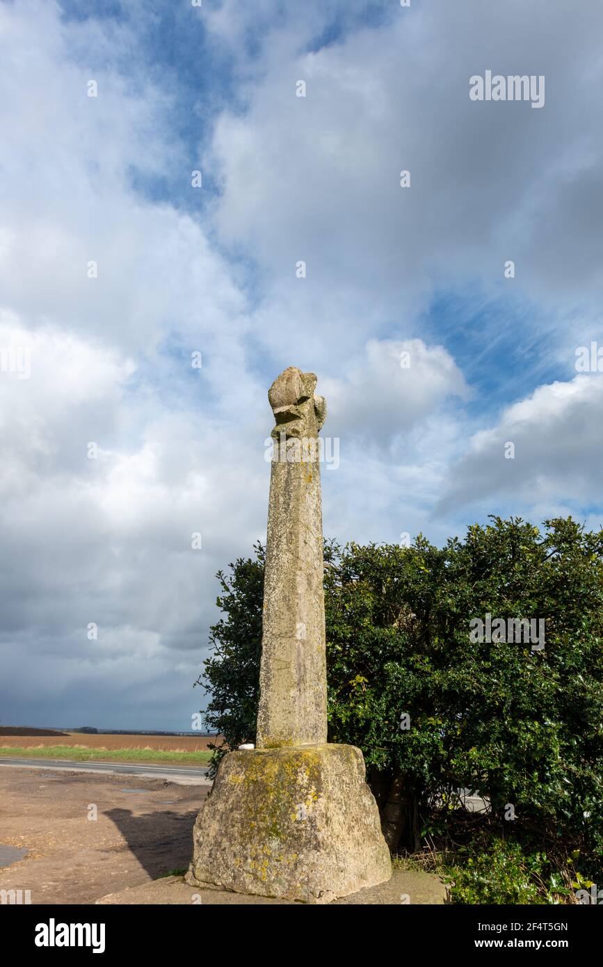 Memorial cross at Towton battlefield in North Yorkshire known as Lord Dacres Cross Stock Photo