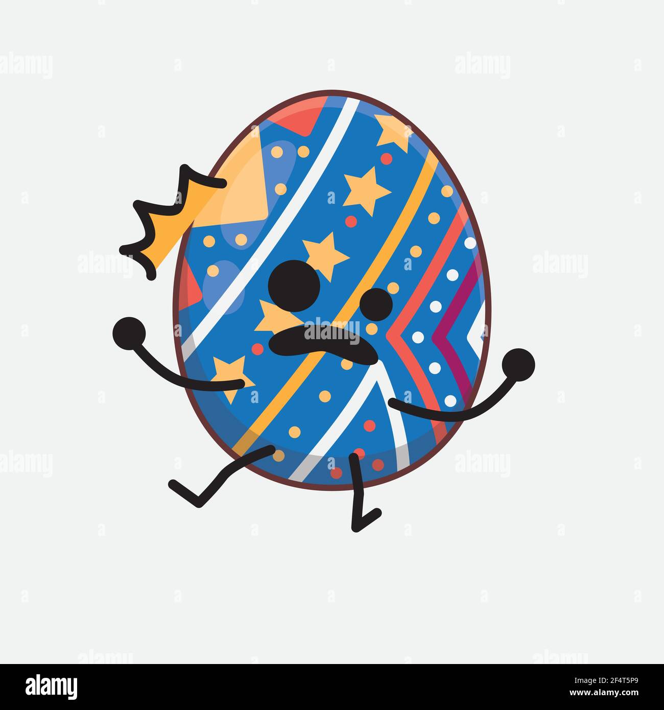 Vector Illustration of Easter Egg Character with cute face, simple ...