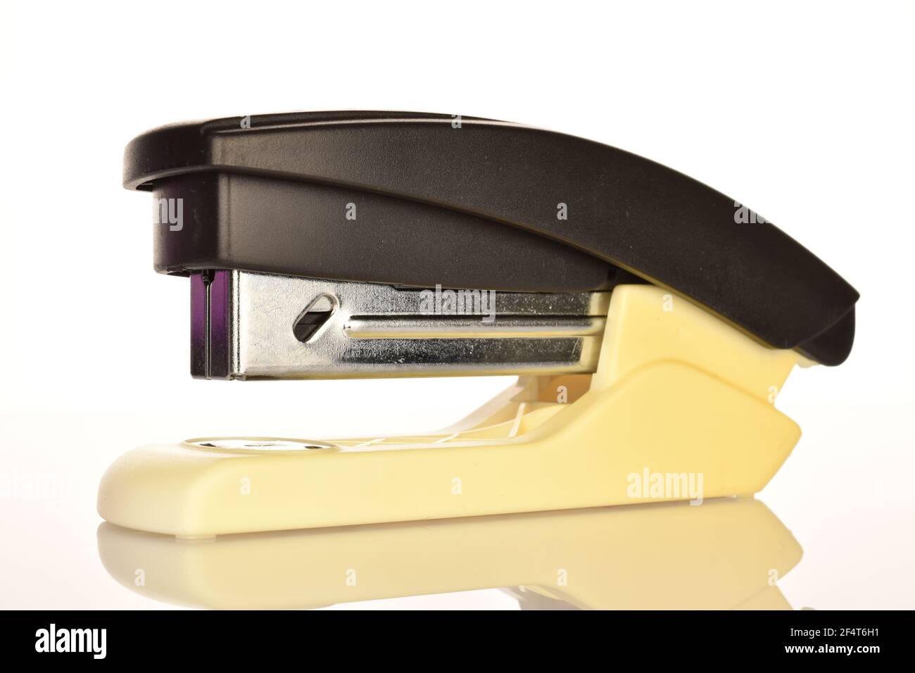 One stationery stapler, macro,  on a white background. Stock Photo