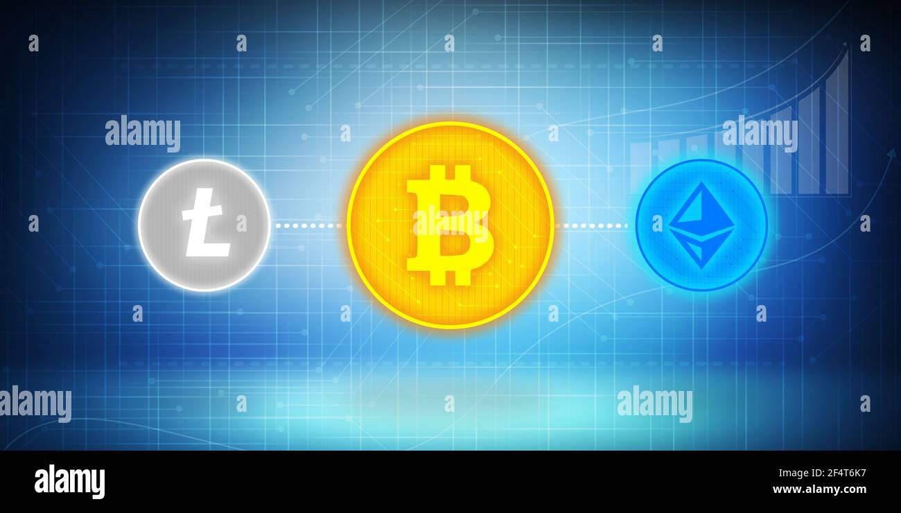 Modern 3d rendered abstract cryptocurrency background wallpaper