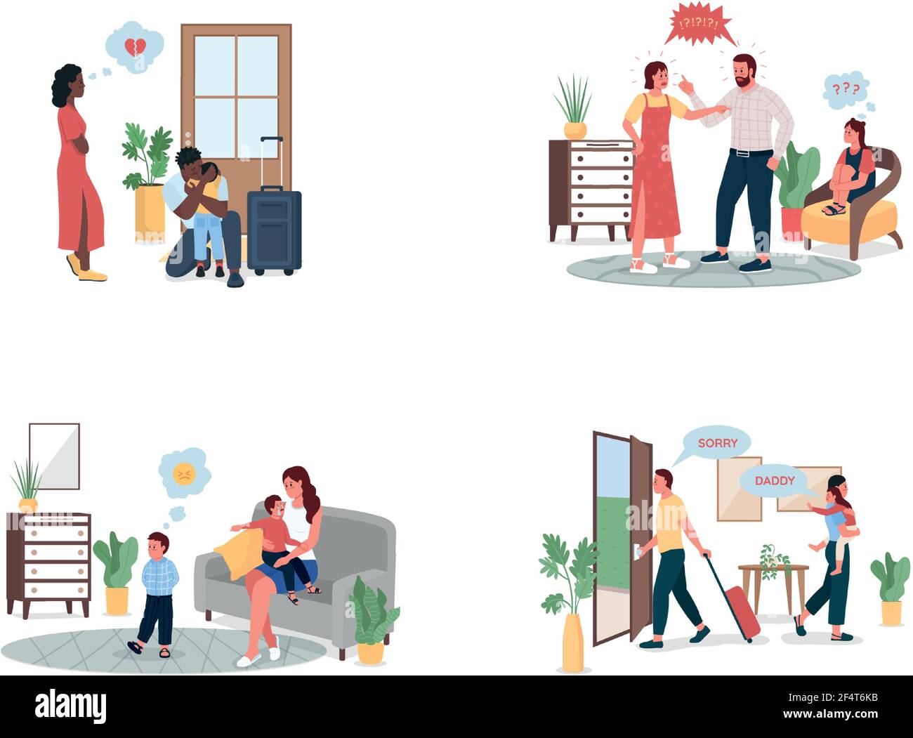 Family conflict flat color vector detailed character set Stock Vector ...