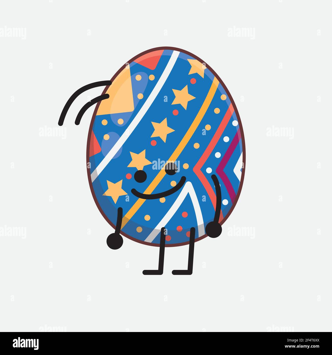 Vector Illustration of Easter Egg Character with cute face, simple ...