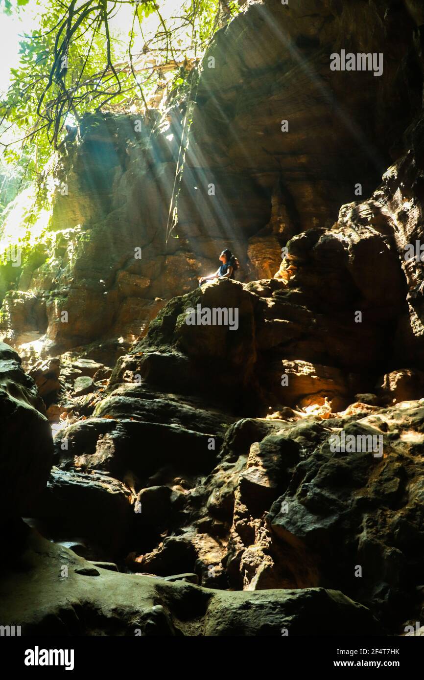 view of Alutila Cave , khagrachari . largest Mysterious cave in Bangladesh . Stock Photo