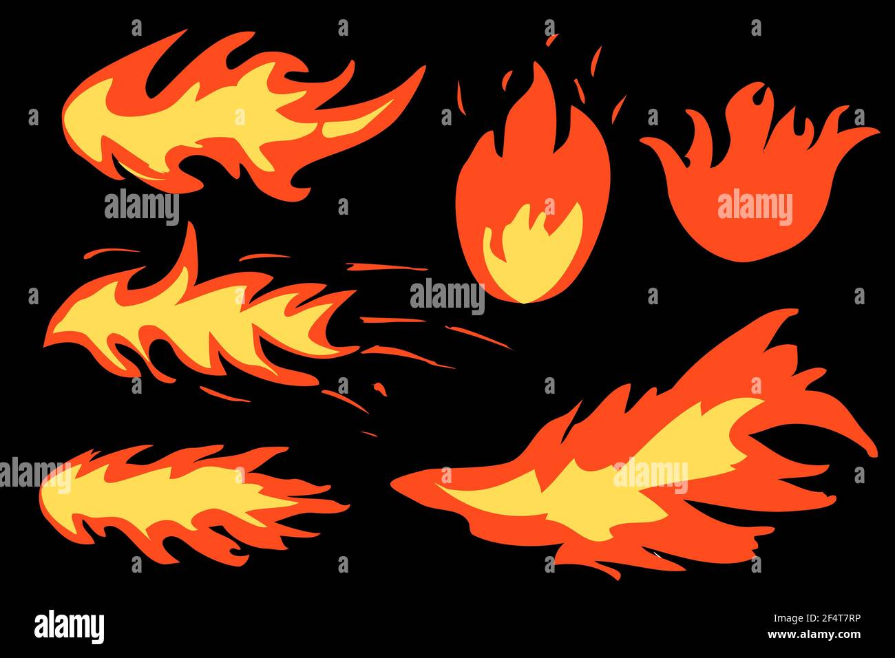 6 Style Vector Fire or flammable sign, at black background Stock Vector