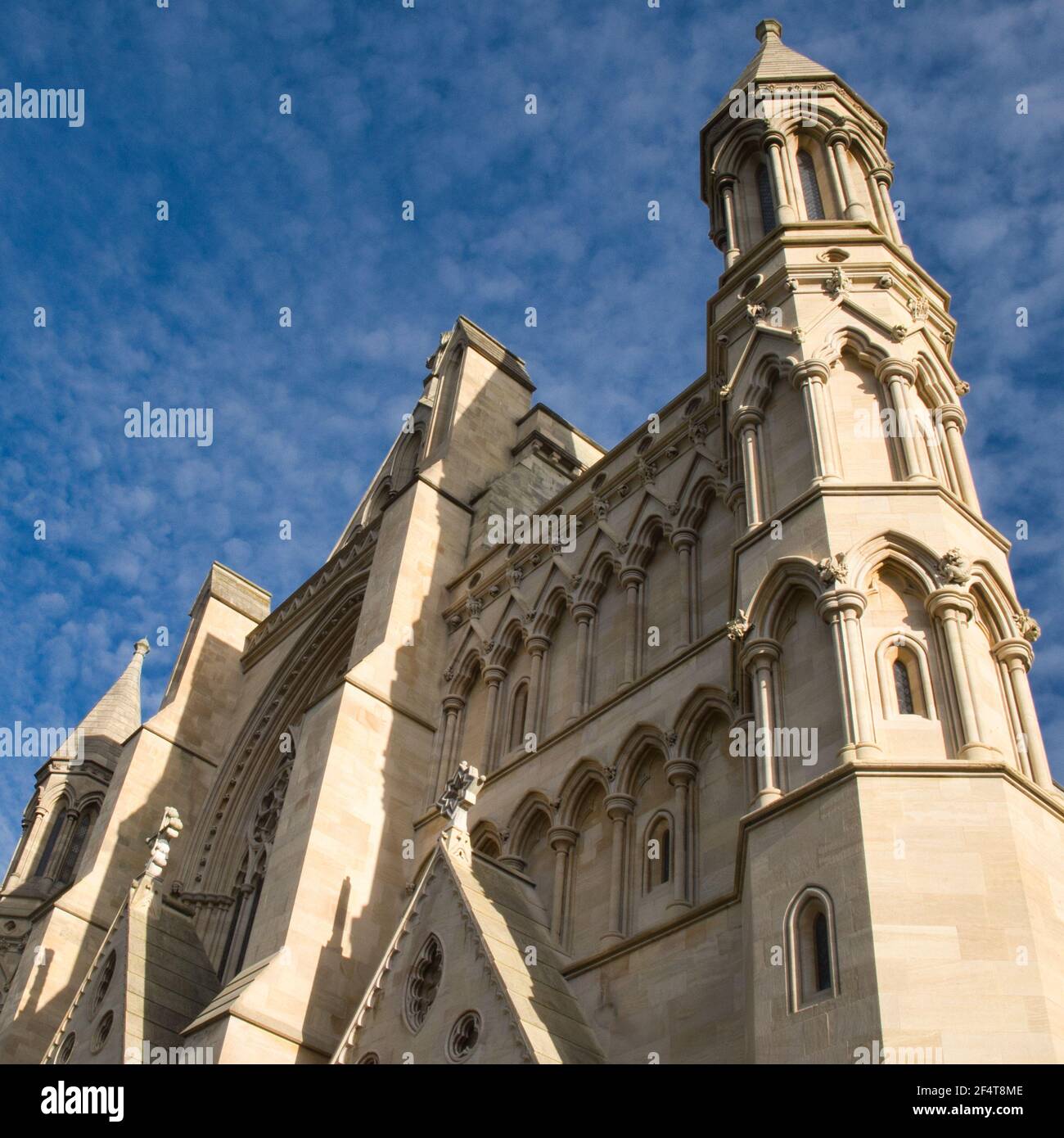ST. ALBANS, UNITED KINGDOM - Nov 19, 2017: A detail of the impressive Norman architecture of St. Albans Cathedral in St. Albans, England. Stock Photo