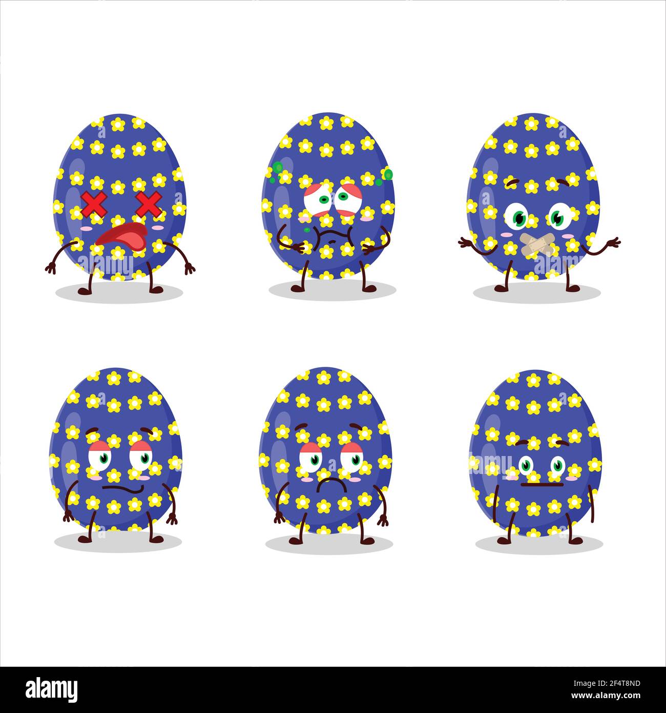 Dark Blue Easter Egg Cartoon Character With Nope Expression Vector 