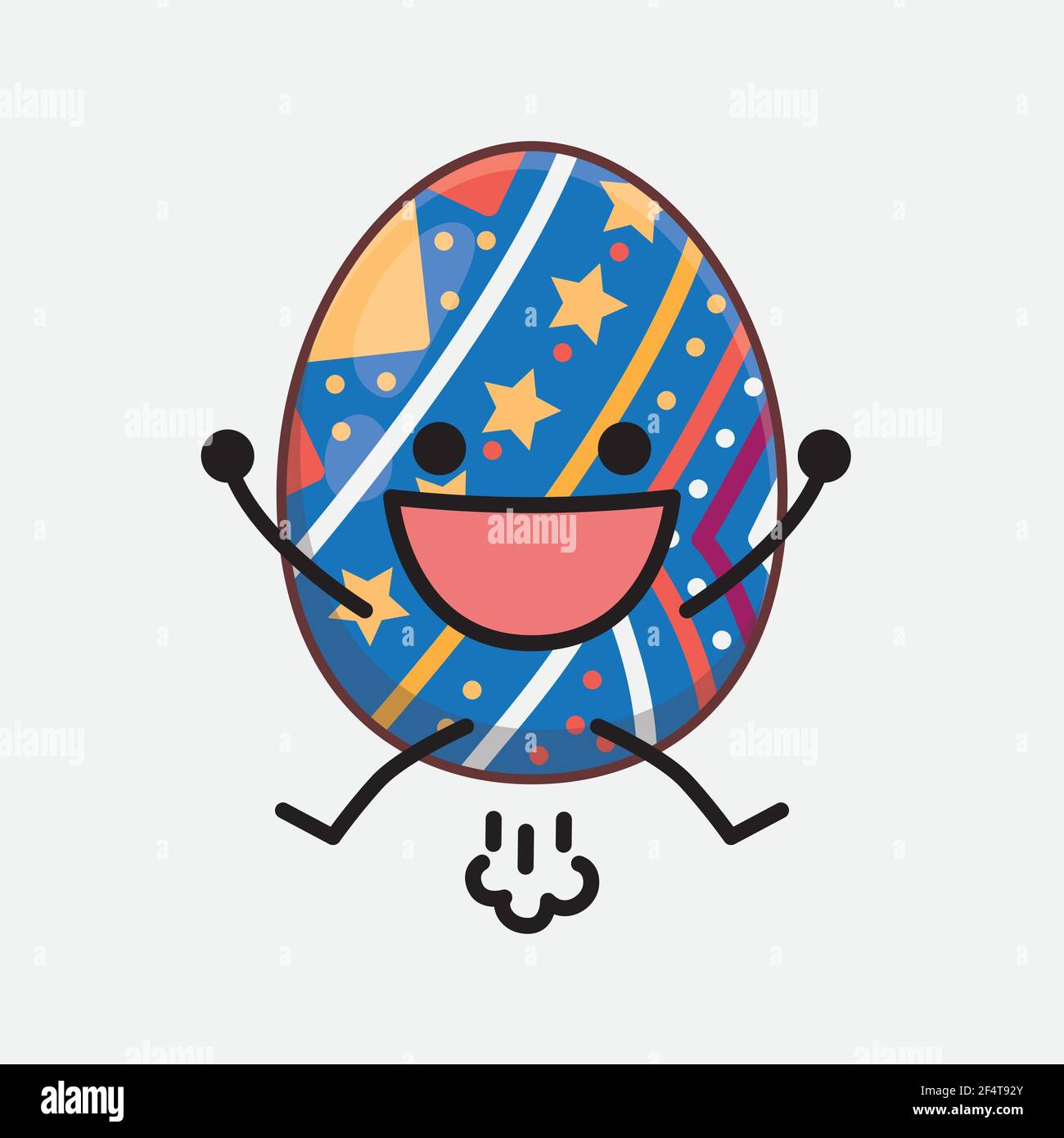 Vector Illustration of Easter Egg Character with cute face, simple ...