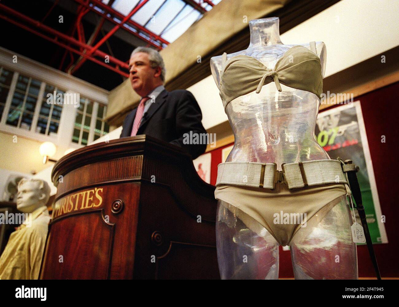 THE BIKINI WORN BY URSULA ANDRESS IN THE FIRST BOND FILM 'DR. NO'. THE ITEM WENT UNDER THE HAMMER TODAY AS PART OF THE JAMES BOND AUCTION AND WAS ONE OF THE MAIN HIGHLIGHTS OF THE SALE.14 February 2001 PHOTO ANDY PARADISE Stock Photo