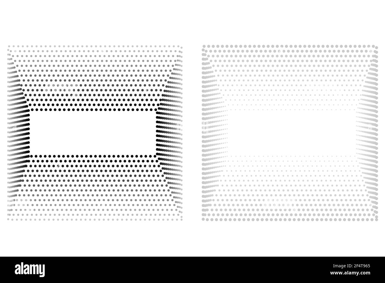 Set, 2 Style Vector Black and White Square Halftone, isolated on white Stock Vector