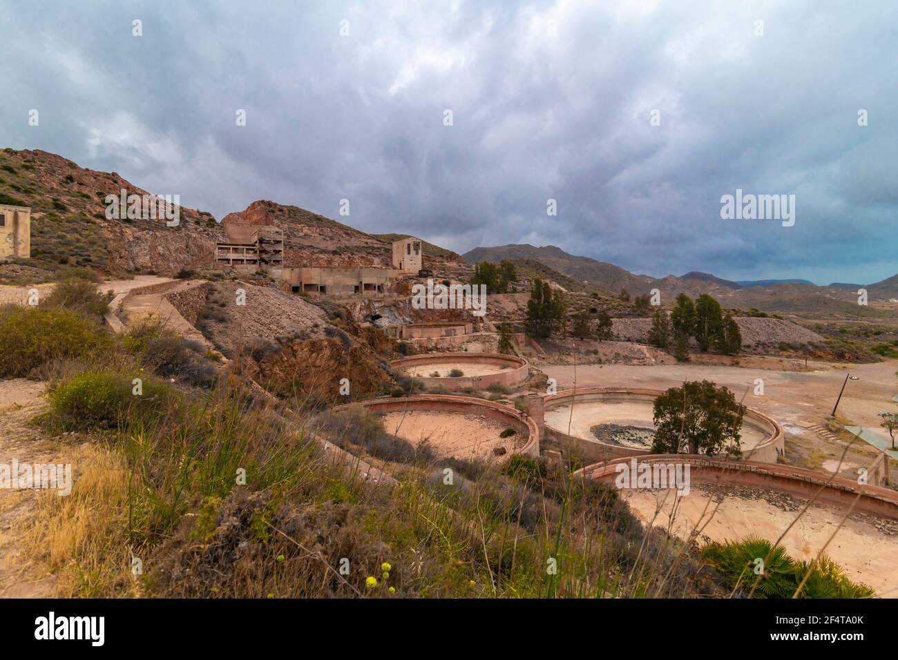 Old gold mines in the village of Rodalquilar, in the natural park of Cabo de Gata, Nijar, Almeria. Stock Photo