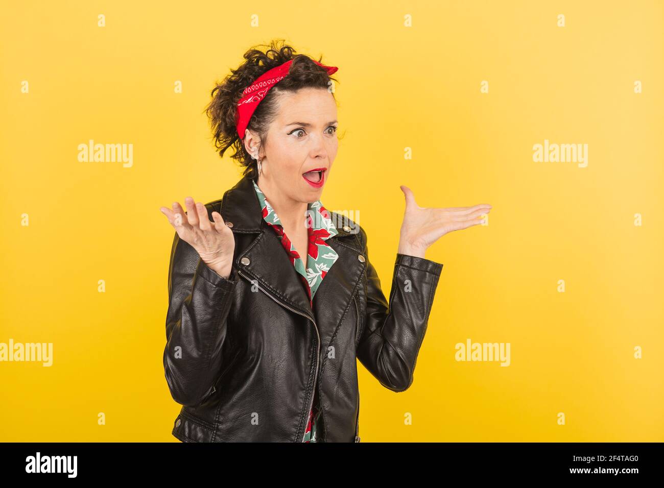 a pin up woman is surprised Stock Photo