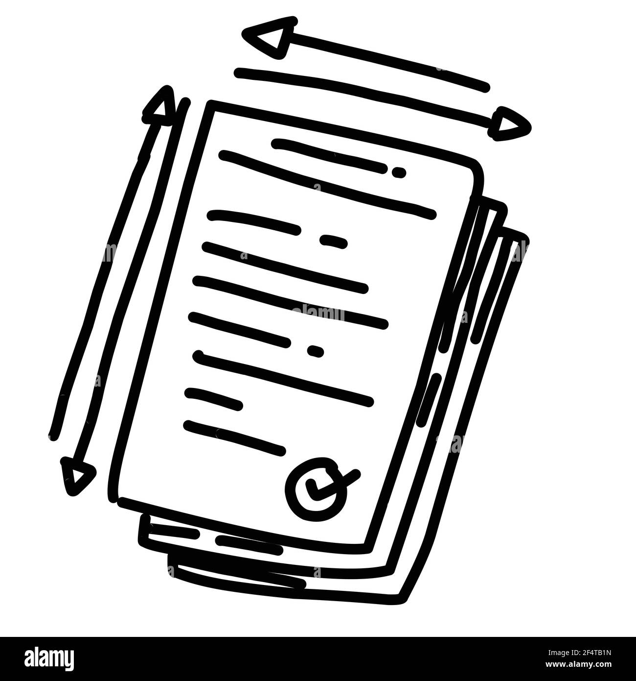 Business license hand drawn icon design, outline black, doodle icon, vector icon. Stock Vector