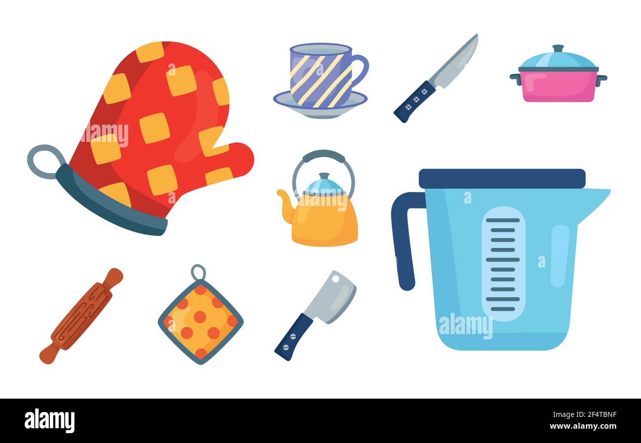 bundle of kitchen nine icons Stock Vector