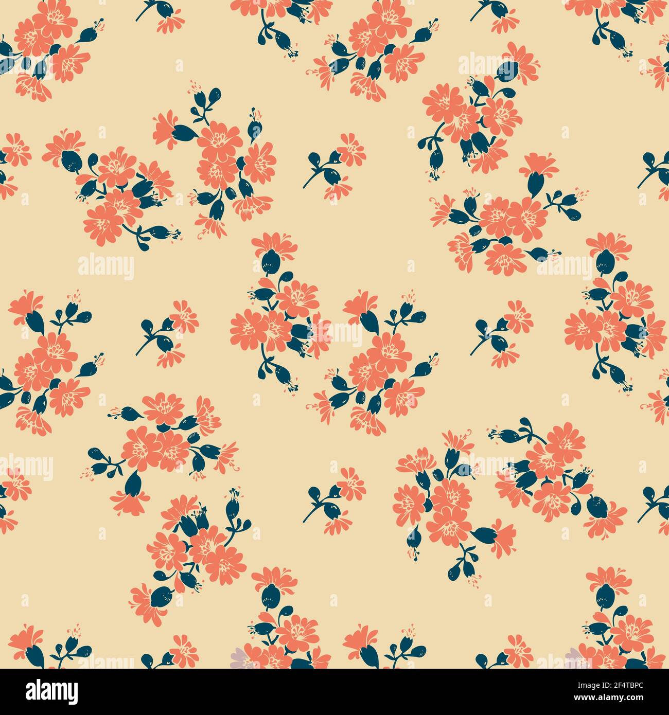 Hand drawn meadow flowers seamless pattern abstract background ...