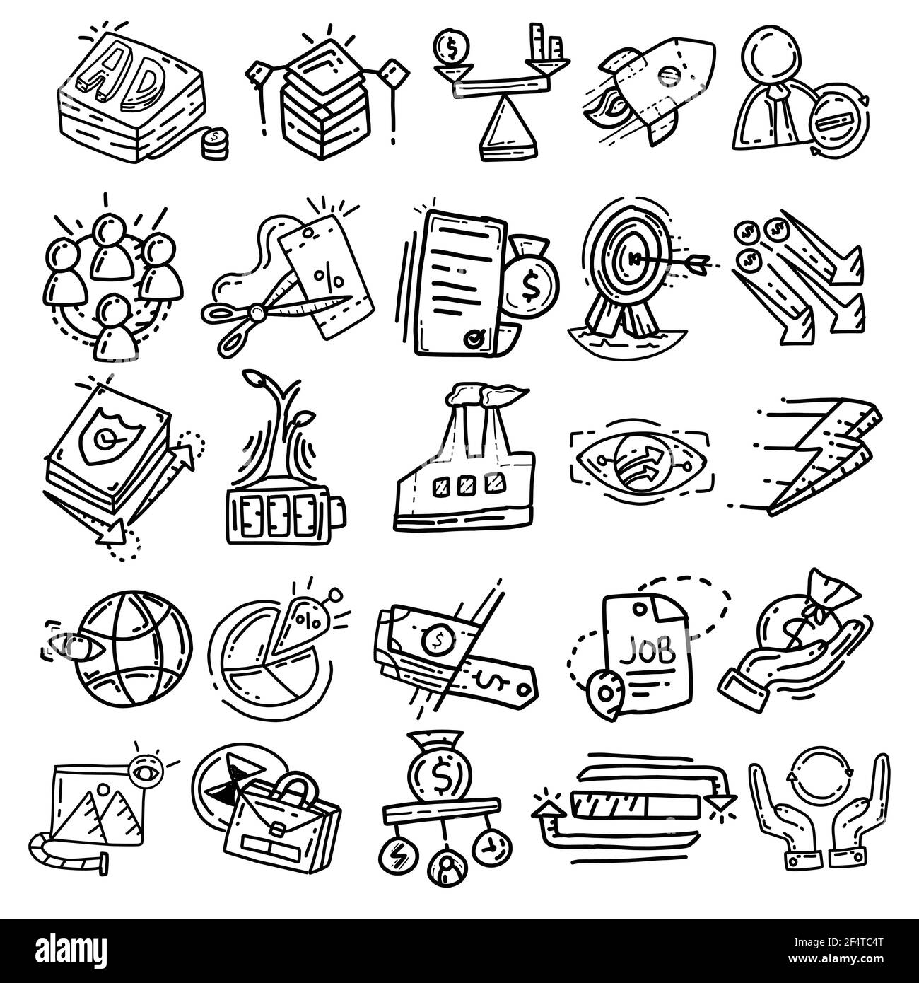 Business business icon hand drawn icon design, outline black, doodle ...