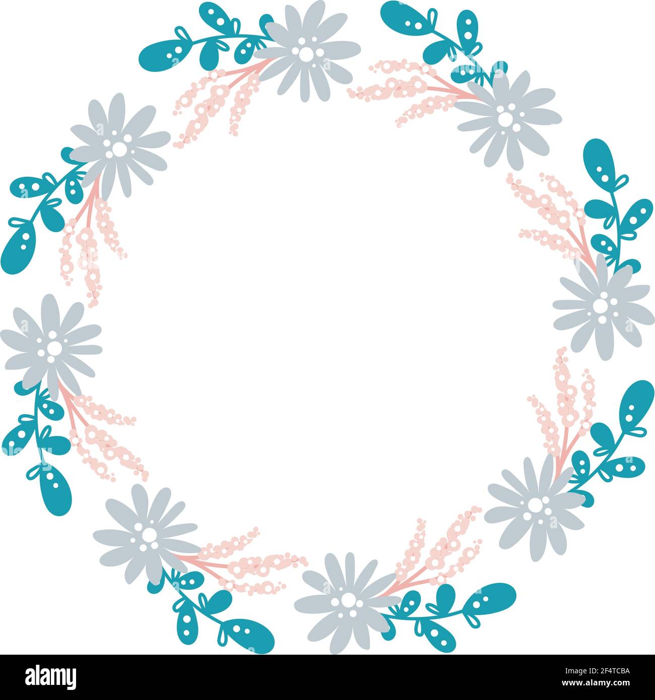 Summer flower herb wreath scandinavian. Spring Flat abstract vector ...