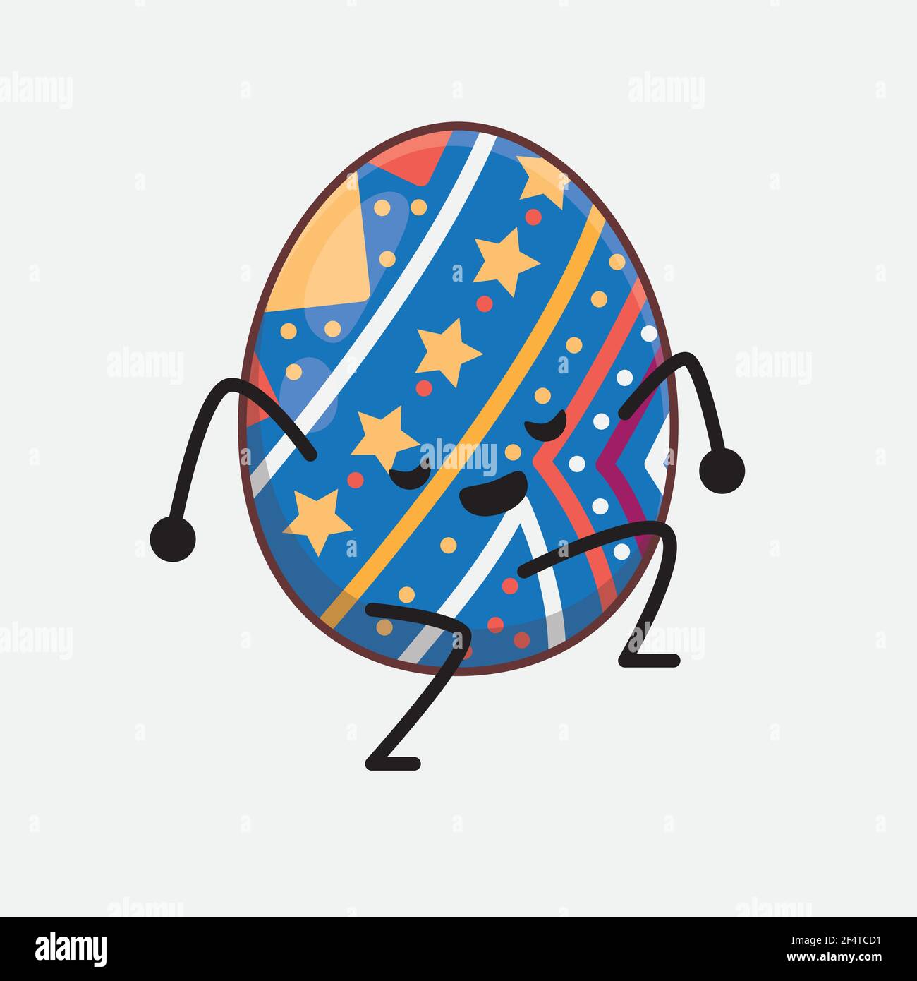Vector Illustration of Easter Egg Character with cute face, simple ...