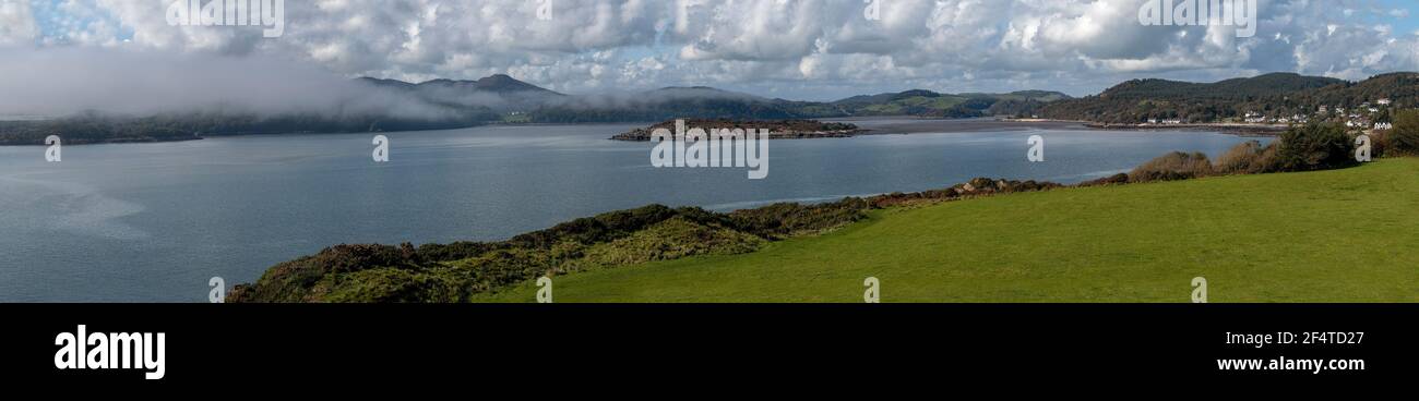 Kippford and Rough Island (NTS) from Castle Point, Dumfries, SW Scotland Stock Photo