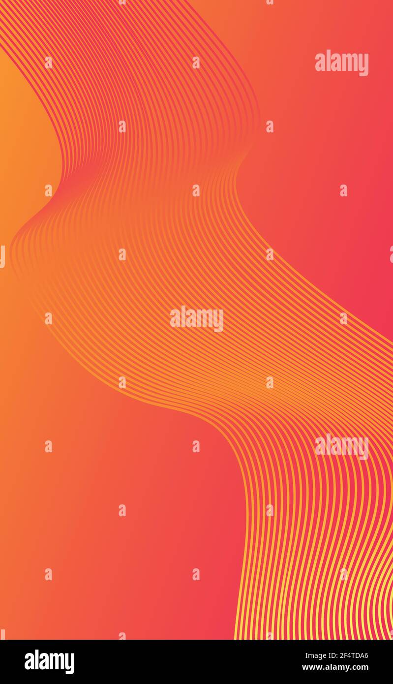 Orange abstract background with wavy lines - Vector illustration Stock Vector