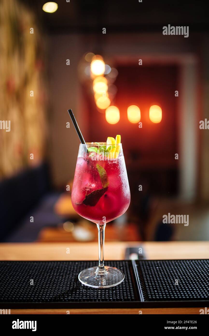 Fresh berry summer alcoholic cocktail in a glass Stock Photo