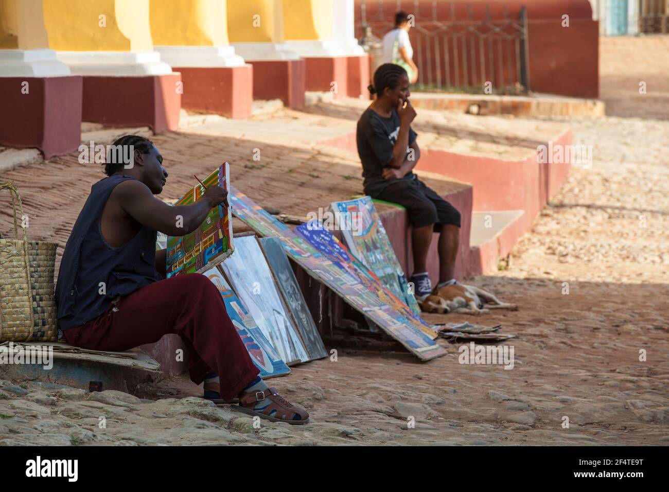Cuba, Trinidad, Artists in Plaza Mayor Stock Photo Alamy