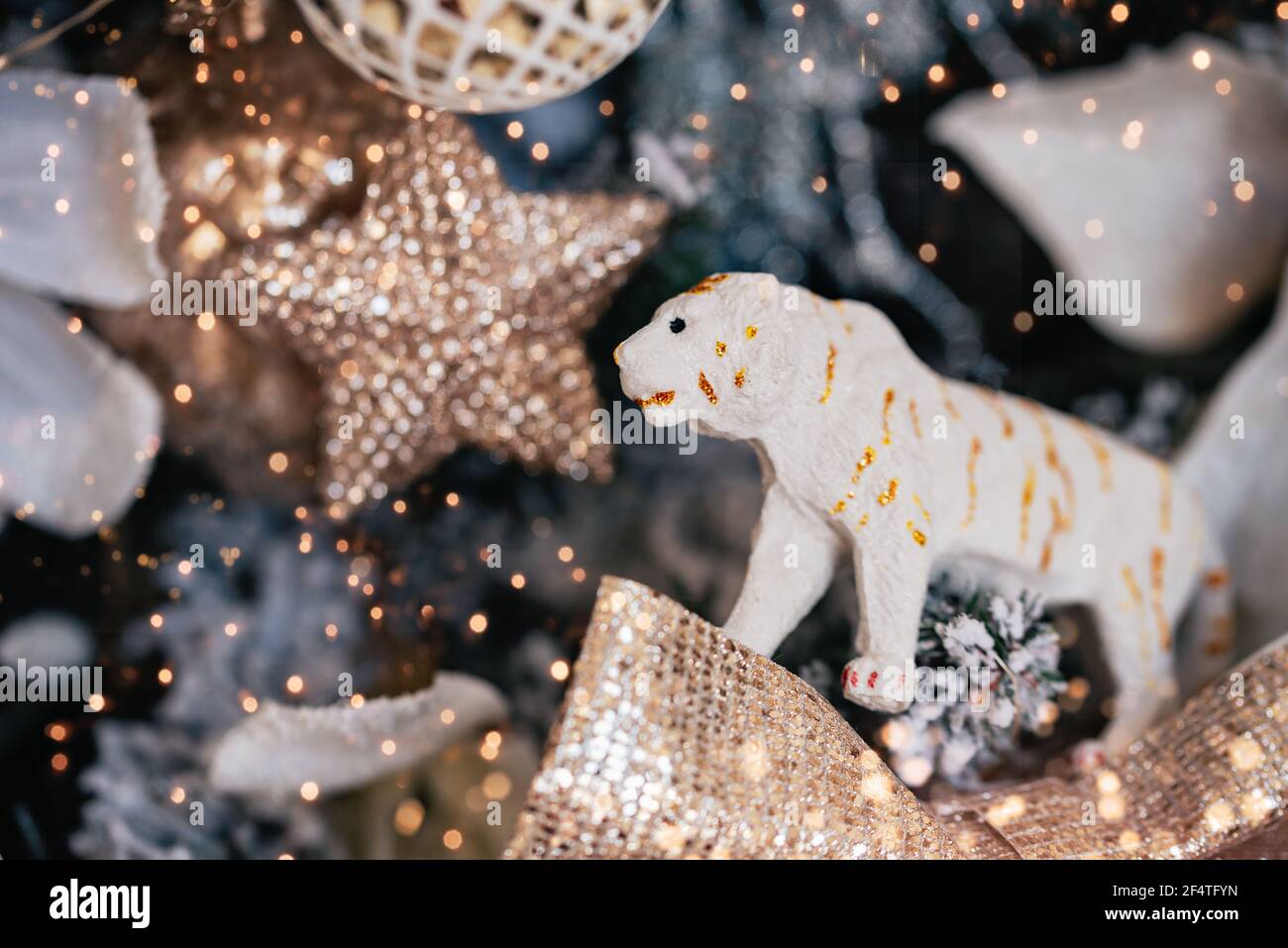 Chinese Christmas 2022 White Tiger Symbol Of The Chinese New Year 2022. Christmas Concept. Chinese  Year Of Tiger, Zodiac Symbol 2022. Festiv Background. Christmas Holiday Ce  Stock Photo - Alamy
