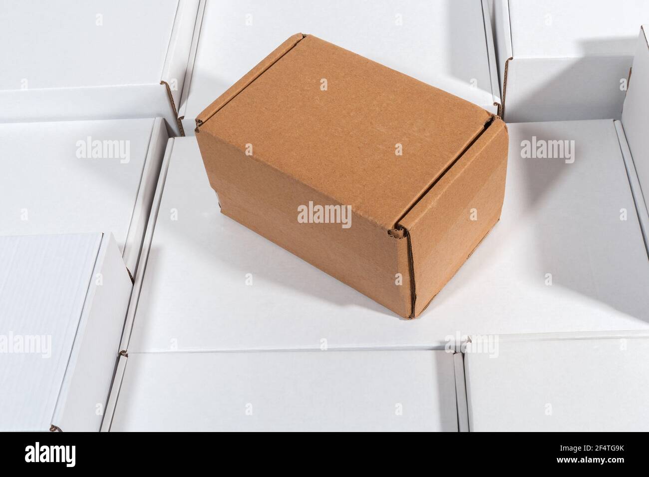 set of new white and brown cardboard box Stock Photo